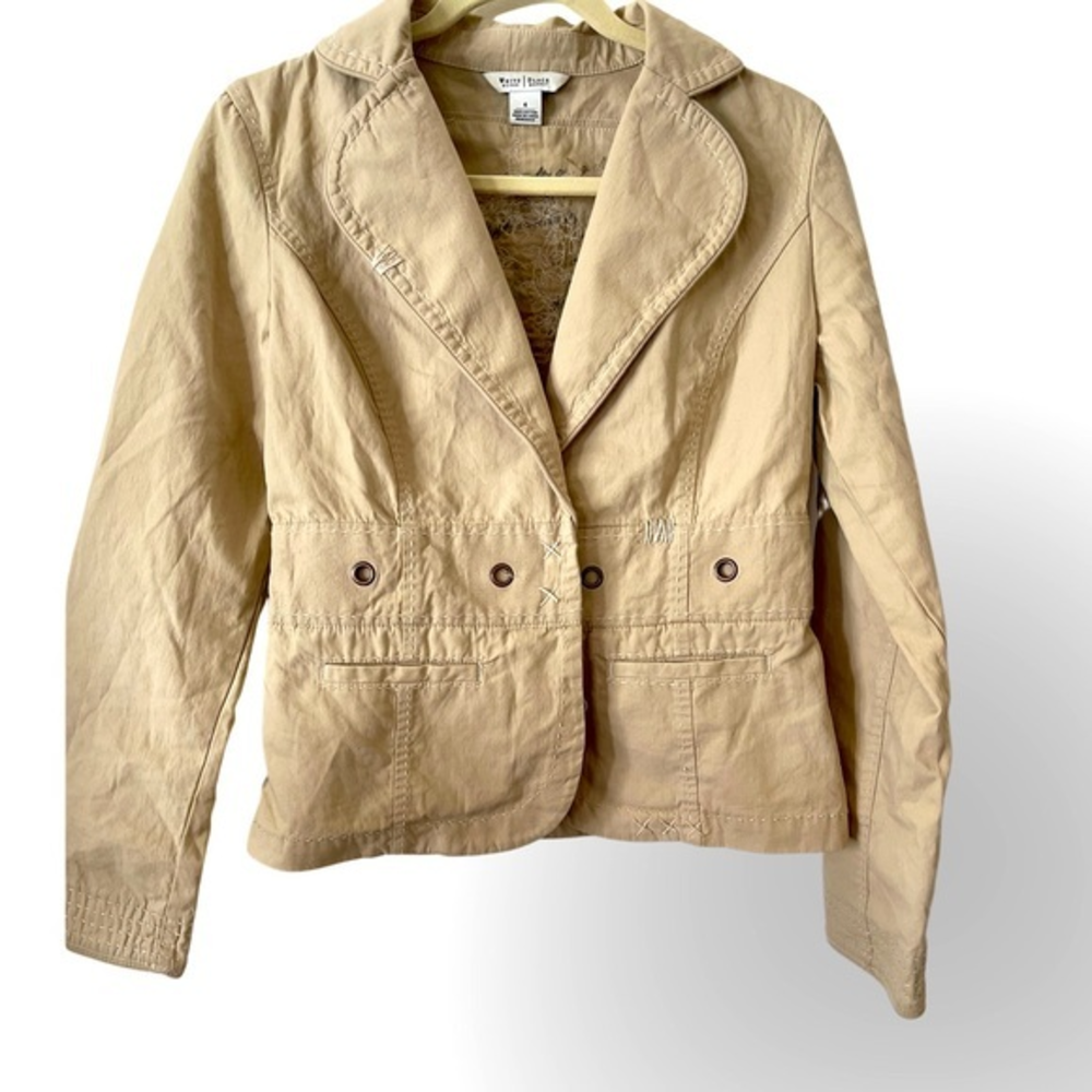 White House Black Market‎ Tan Jacket Blazer size 4 EUC